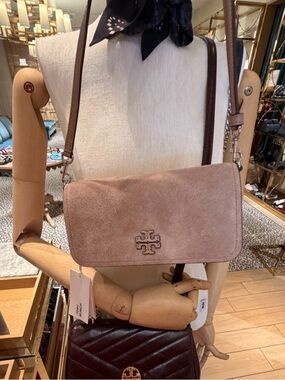 Tory Burch Suede thea Crossbody with wallet in pink and Blush new